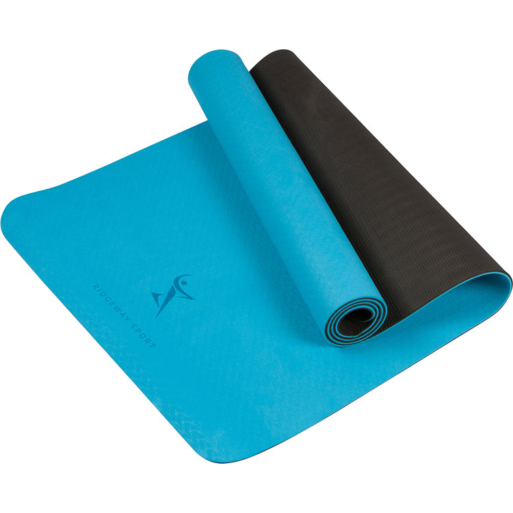 Yoga Mat Eco Friendly TPE 2 Layer Non Slip Extra Thick 1/4 Exercise  Pilates Fitness 72x24 for Men and Woman - Blue